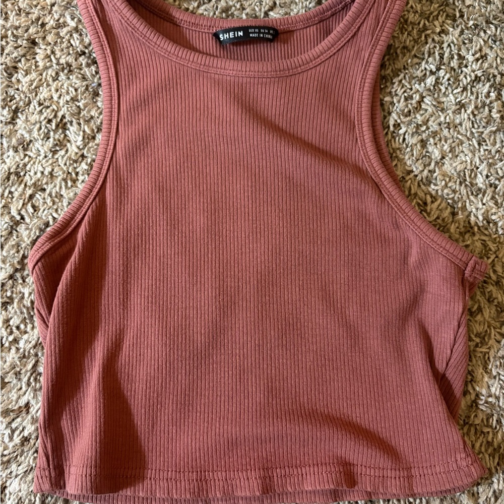 SHEIN Ribbed Tank Top - Dusty Rose